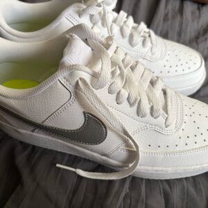 Nike White and Silver Athletic Shoes